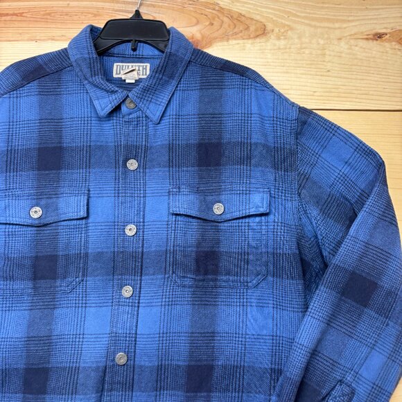 Duluth Trading Jacket XL Blue Flannel Flapjack Fleece Lined Relaxed Shirt Jac - Picture 2 of 12